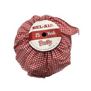 Vintage Gingham Red White Checked Ruffled Sewing Trim Bel Air Yarn -Tye Read